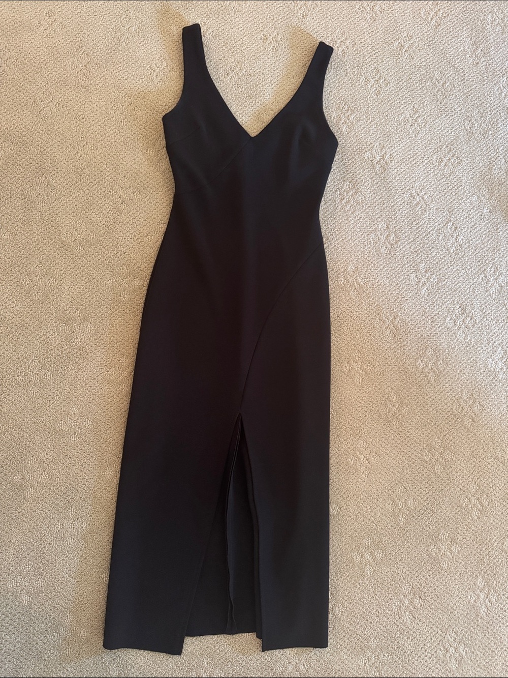 bec + bridge Black V-Neck Midi Dress with Front Slit